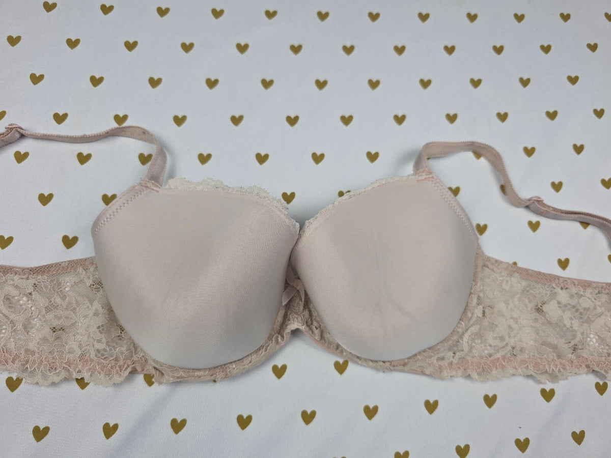 Victorias Secret Beige Lined Demi Balconette Bra 36B