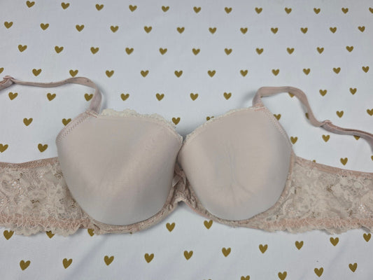 Victorias Secret Beige Lined Demi Balconette Bra 36B