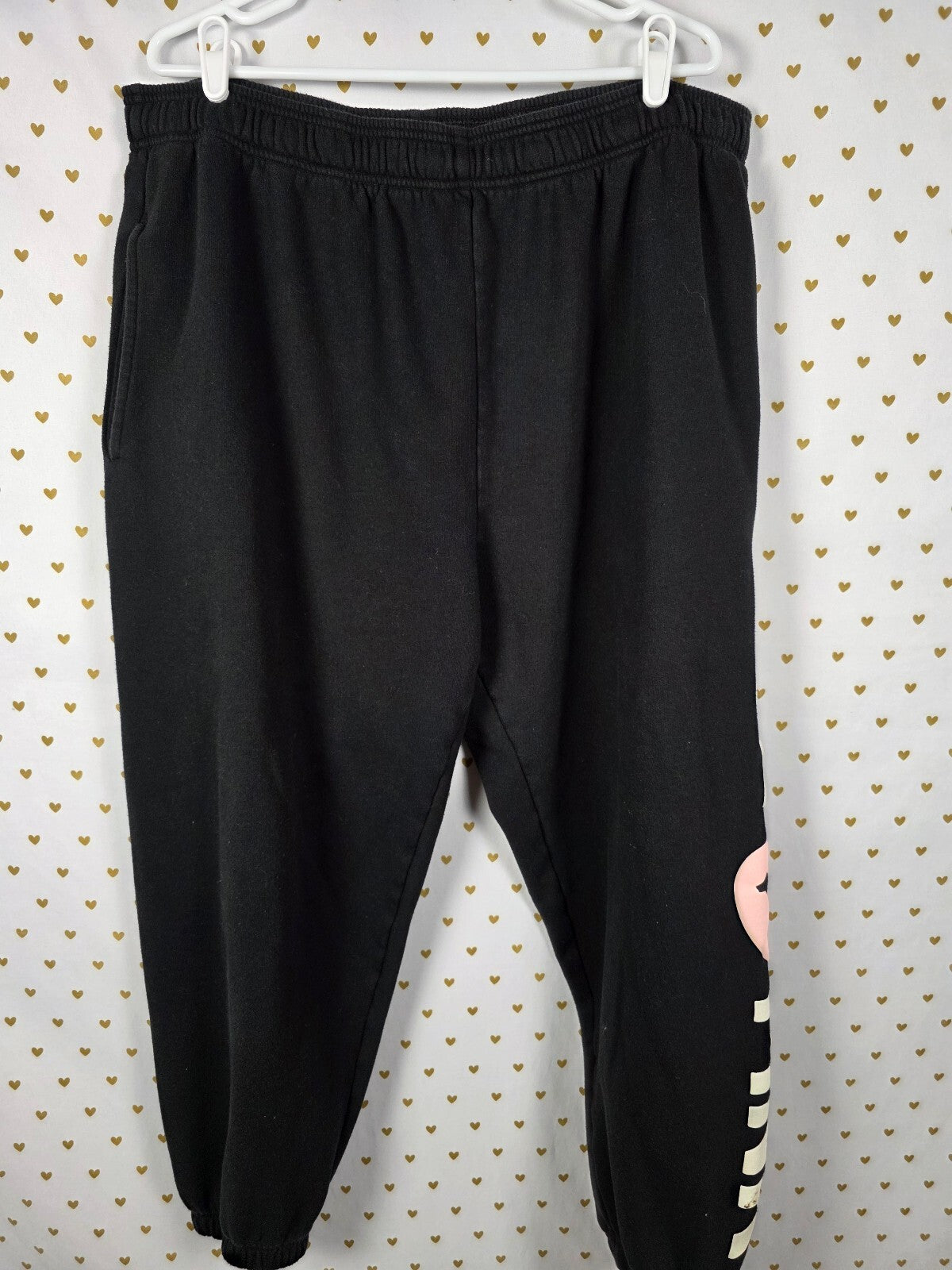 Victoria's Secret PINK LOVE Hoodie Jogger Set Black CAMPUS ORIGINALS XXL 2XL