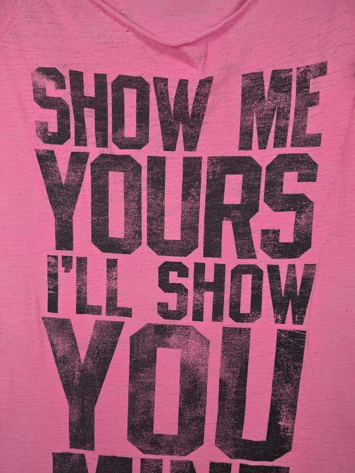 Vintage PINK Heart Pink Sleep Shirt Nightgown Show Me Yours I'll Show You Mine