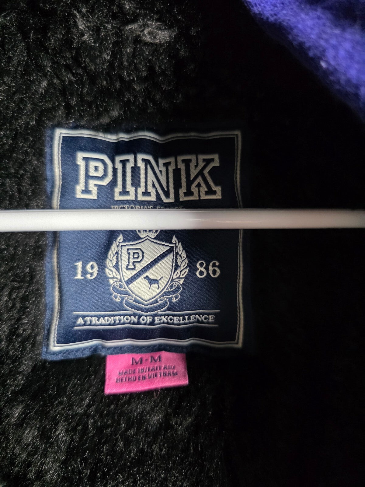 Victorias Secret Pink Fur lIned Bling Sequined Hoodie Jacket Medium
