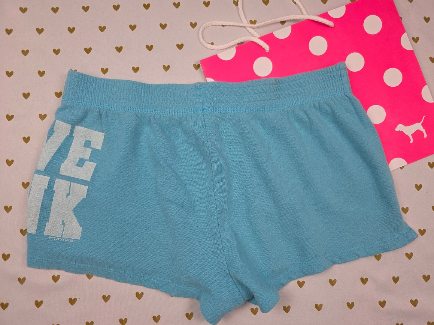 Victorias Secret PINK LOVE Vintage y2k Sweat Booty Shorts Blue Small