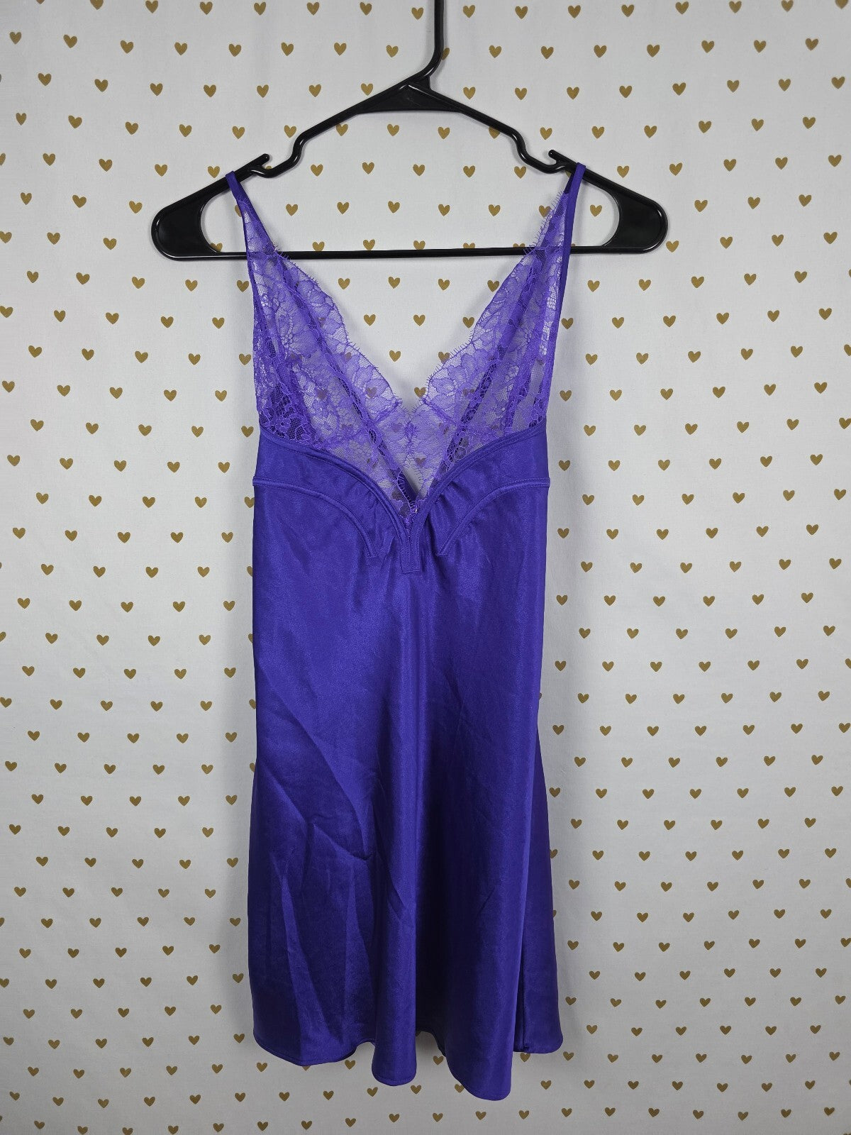Victorias Secret Lace Accent Satin Silky Slip Dress Nightie SMALL