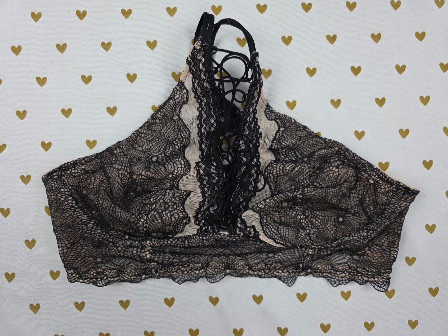 Victorias Secret Black High Line Lacey Small Bralette Bra Top Tank