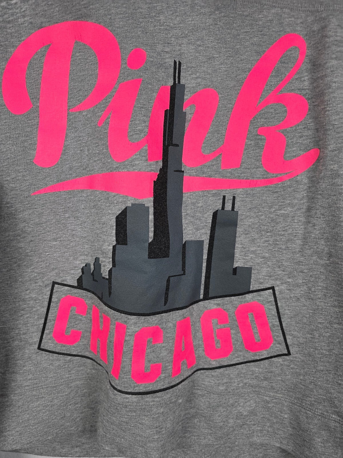 PINK Victoria's Secret Chicago Skyline Gray Cowl Neck Hoodie Sweatshirt XS