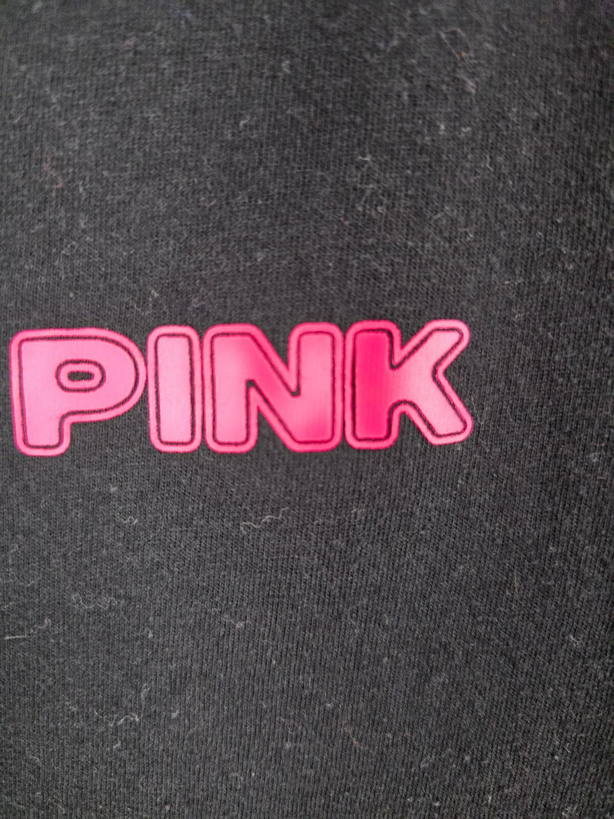 Victorias Secret PINK Black Bling XL Logo Tee shirt Short Sleeve