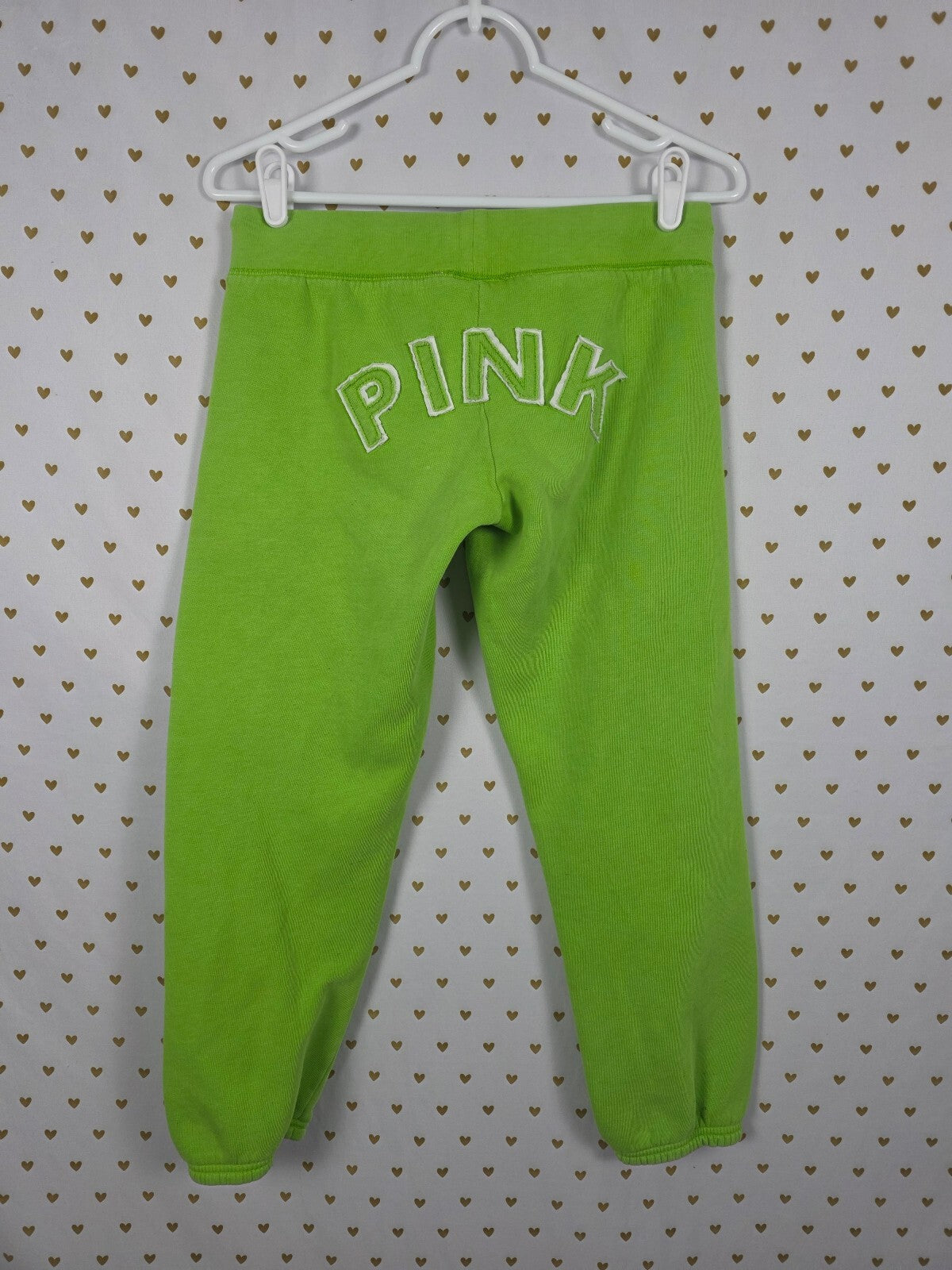 Victorias Secret PINK Vintage Lime Green Sweats Sweatpants Y2k Logo Butt XS