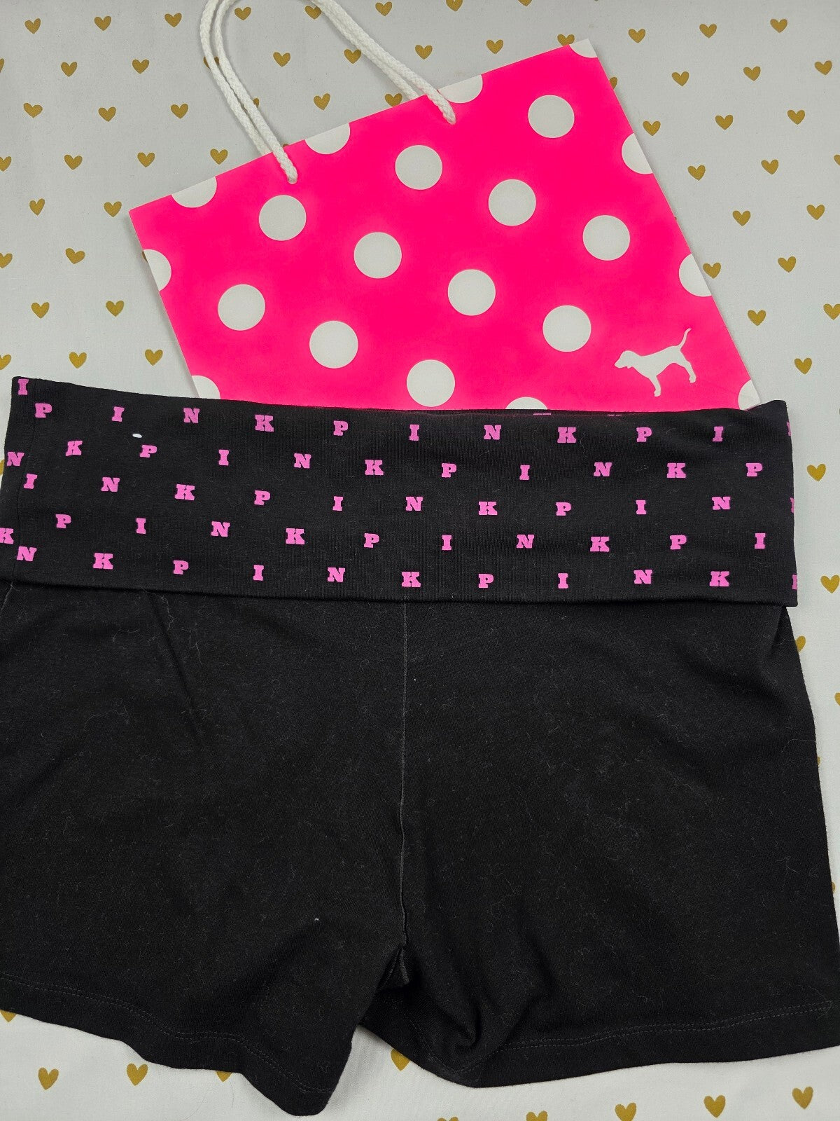 Victorias Secret PINK Foldover Logo Yoga Shorts LARGE