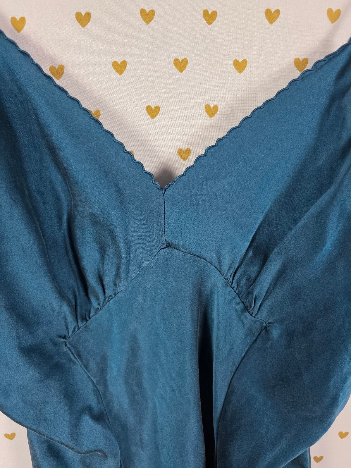 Victorias Secret Teal vintage Heart Label Slip Dress Nightie 100% SILK MEDIUM