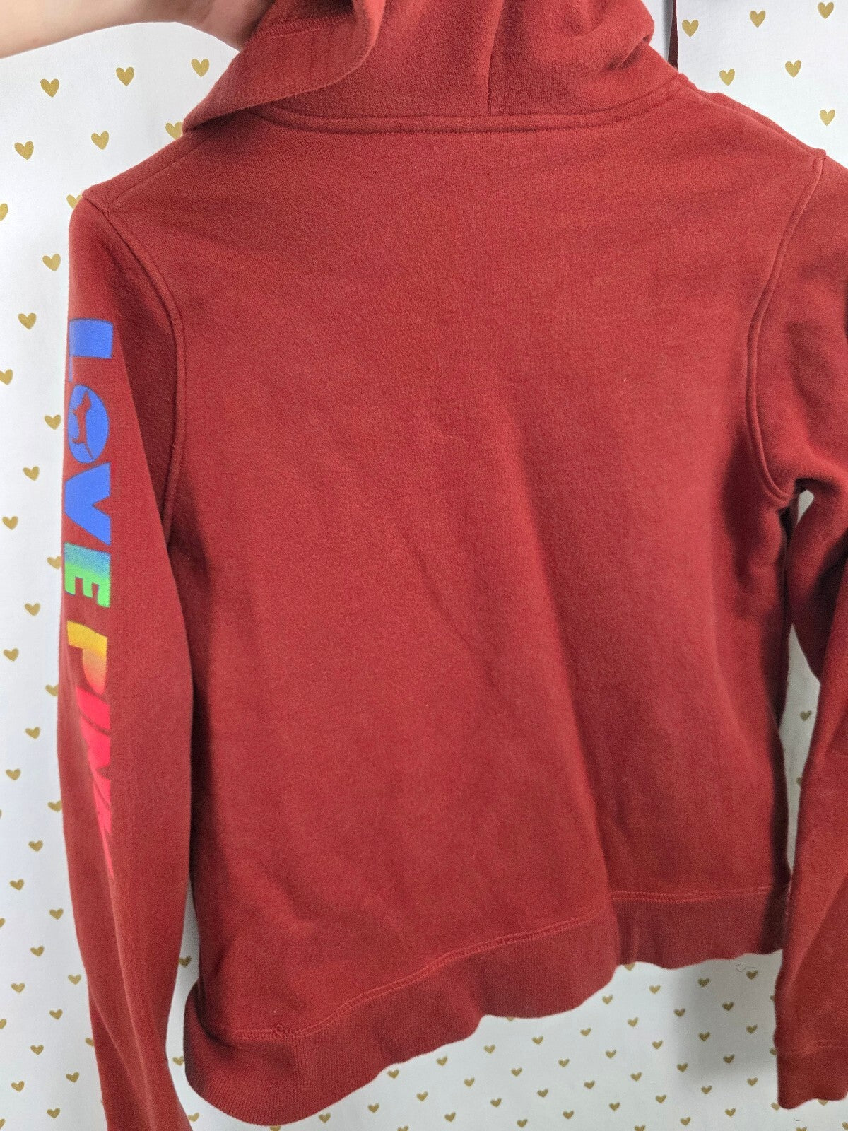 Vintage 2006 VS PINK 86 LOVE PINK Rainbow Hoodie Shorts Set S XS Y2K