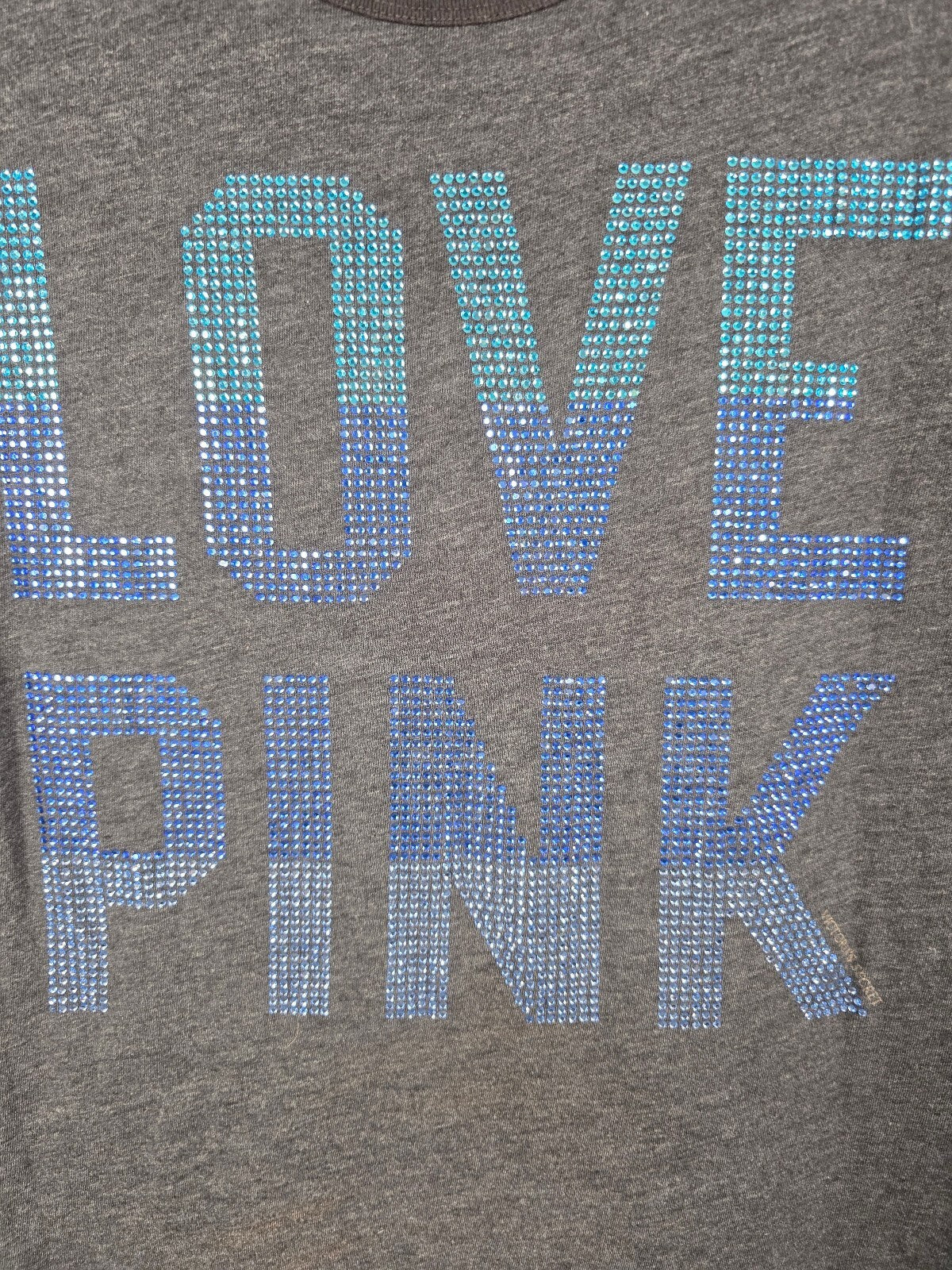 Victorias Secret PINK STUDDED Y2k Vintage LOVE BLING Tee Shirt LARGE