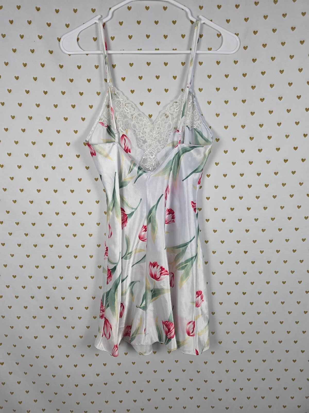 Victorias Secret Vintage Heart Label Floral Satin Slip Dress Nightie Lingerie Sm