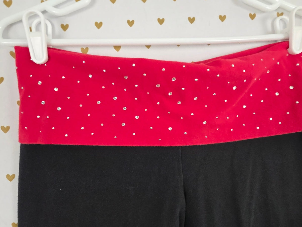 Victorias Secret PINK Bling Logo Foldover Vintage Studded Yoga Pants Ankle Med