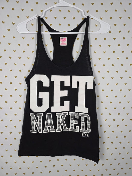 Victorias Secret PINK GET NAKED Tank Top Black vintage y2k Medium 2011