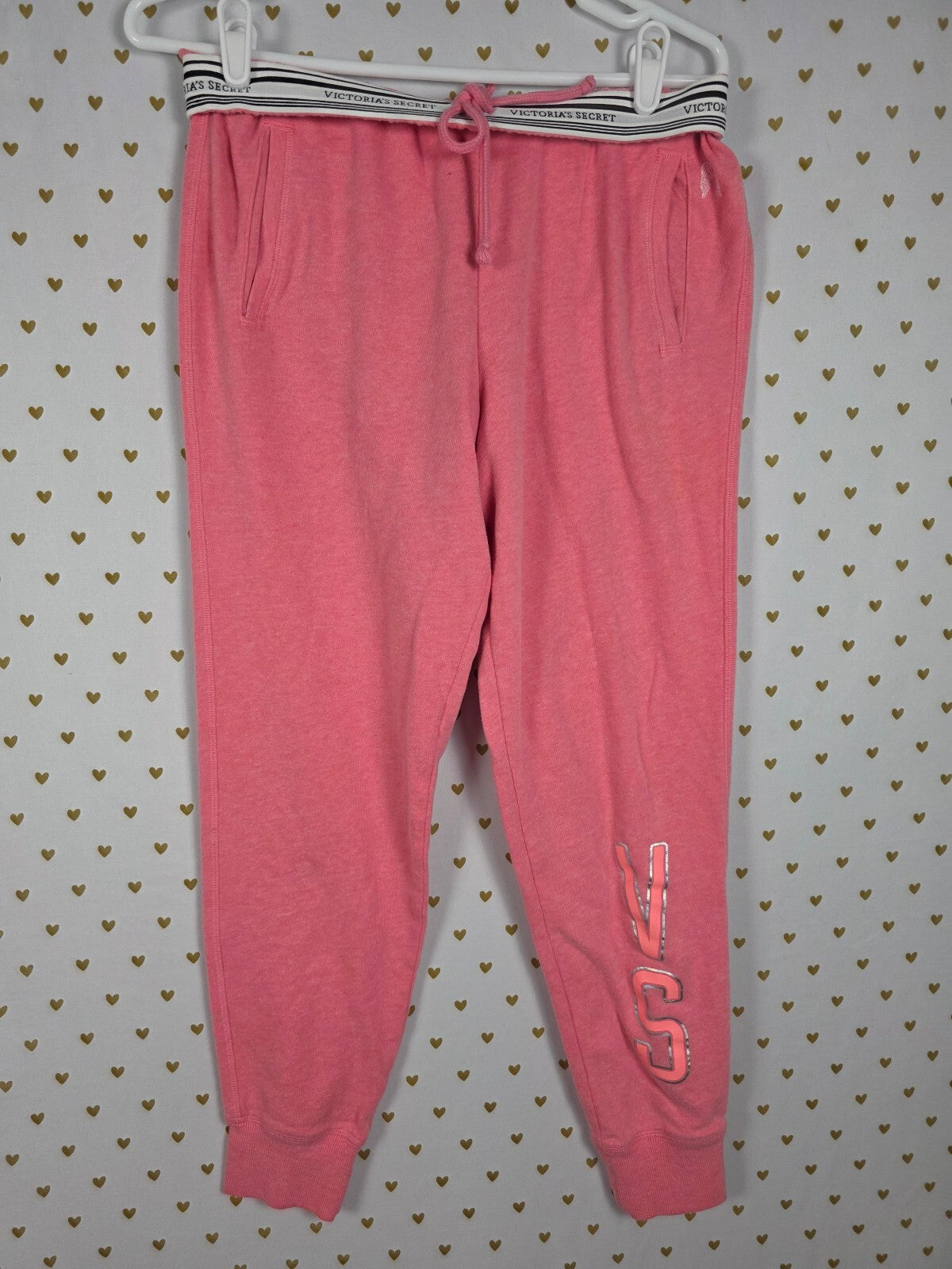 Victorias Secret Pink ANGELS VS logo Hoodie Sweats SET Outfit 2pc SMALL