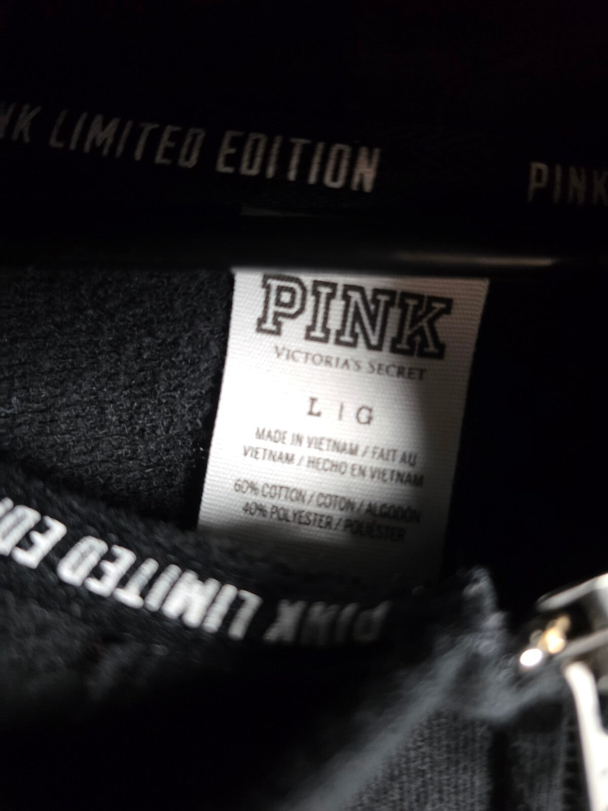 Victoria's Secret PINK Limited Edition BLING Sequin Zip Hoodie Black Gold L