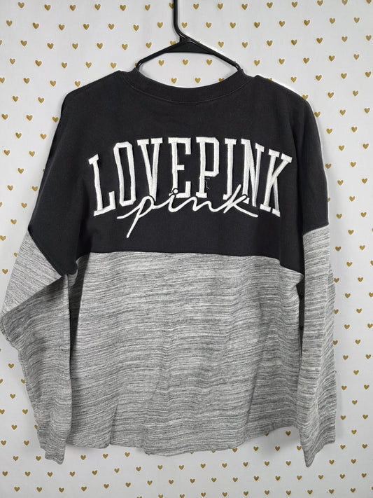 Victorias Secret Pink Embroidered love Oversized Sweater Shirt SMALL