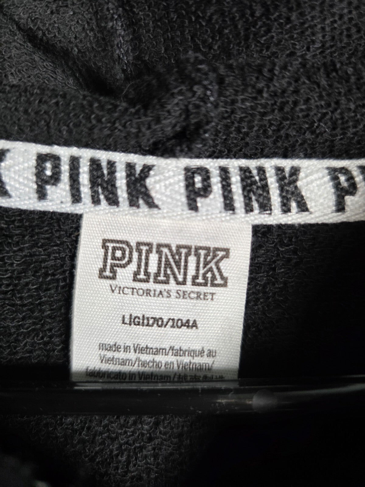 Victorias Secret Pink BLING Striped Crest Full Zip Hoodie Jacket LARGE Sequined