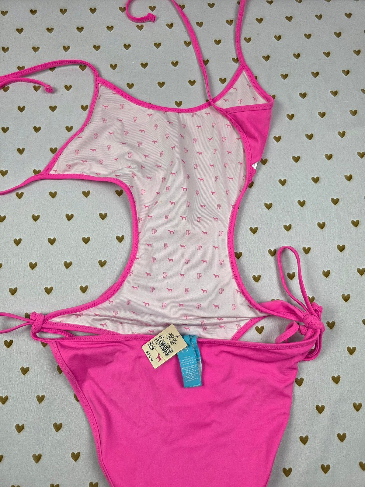 RARE VINTAGE Victoria's Secret PINK MONOKINI Cutout One Piece Swimsuit XS NEW