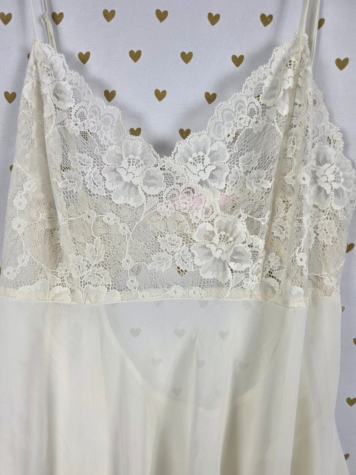 Vintage 1999 Victoria's Secret Ivory Lace Open Back Babydoll Chemise M Y2K