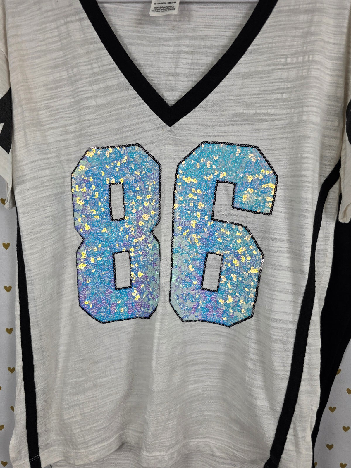 VS PINK BLING Sequin 86 Tee Leggings Set Small Iridescent Mermaid Rare