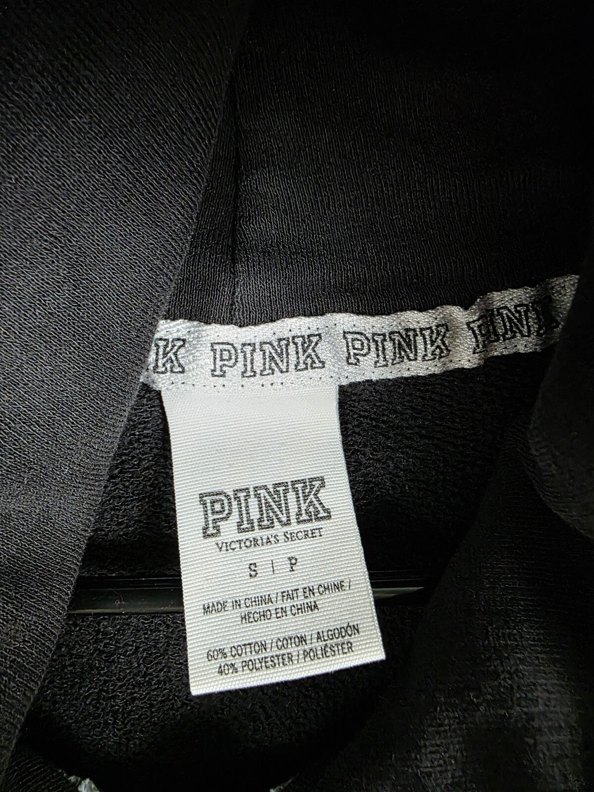 Victorias Secret Pink Bling Studded Full Zip Hoodie Jacket Black Small