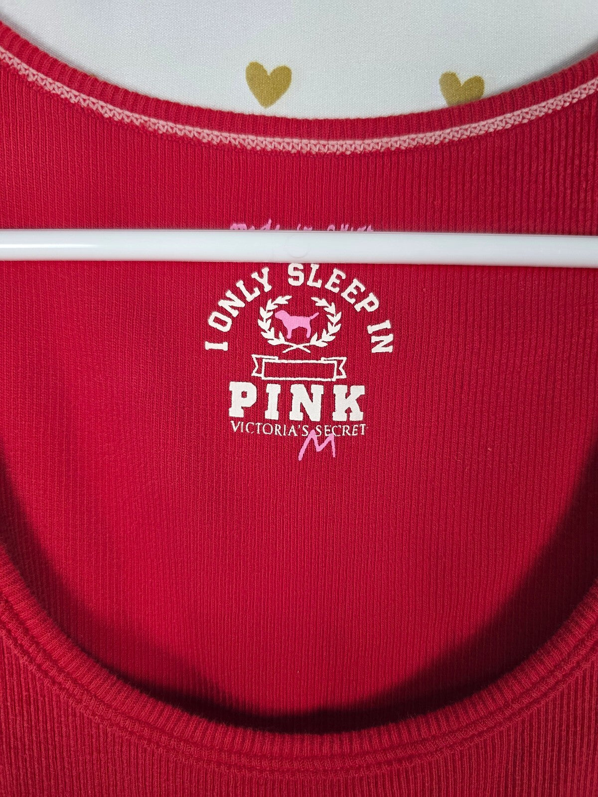 Victorias Secret PINK Vintage Ribbed Tank Top Red Dog Logo Medium