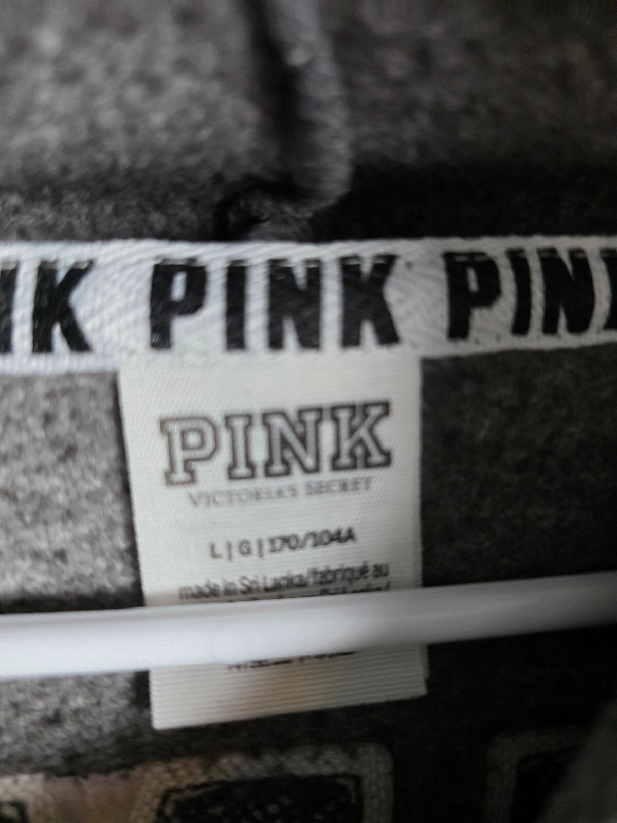 Victorias Secret Pink Raised Embroidered Logo Full zip hoodie jacket LARGE