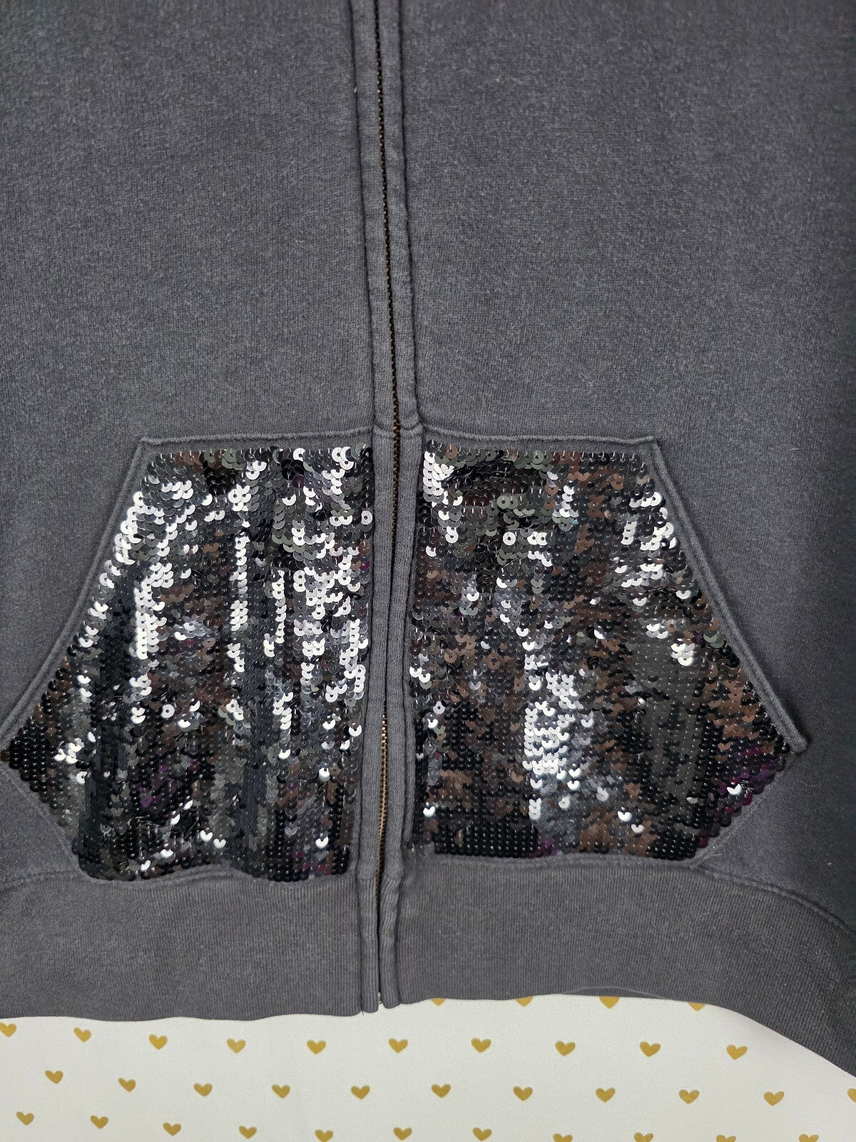 Victorias Secret Pink BLING Pocket Full zip Black Jacket Vintage Y2k Medium