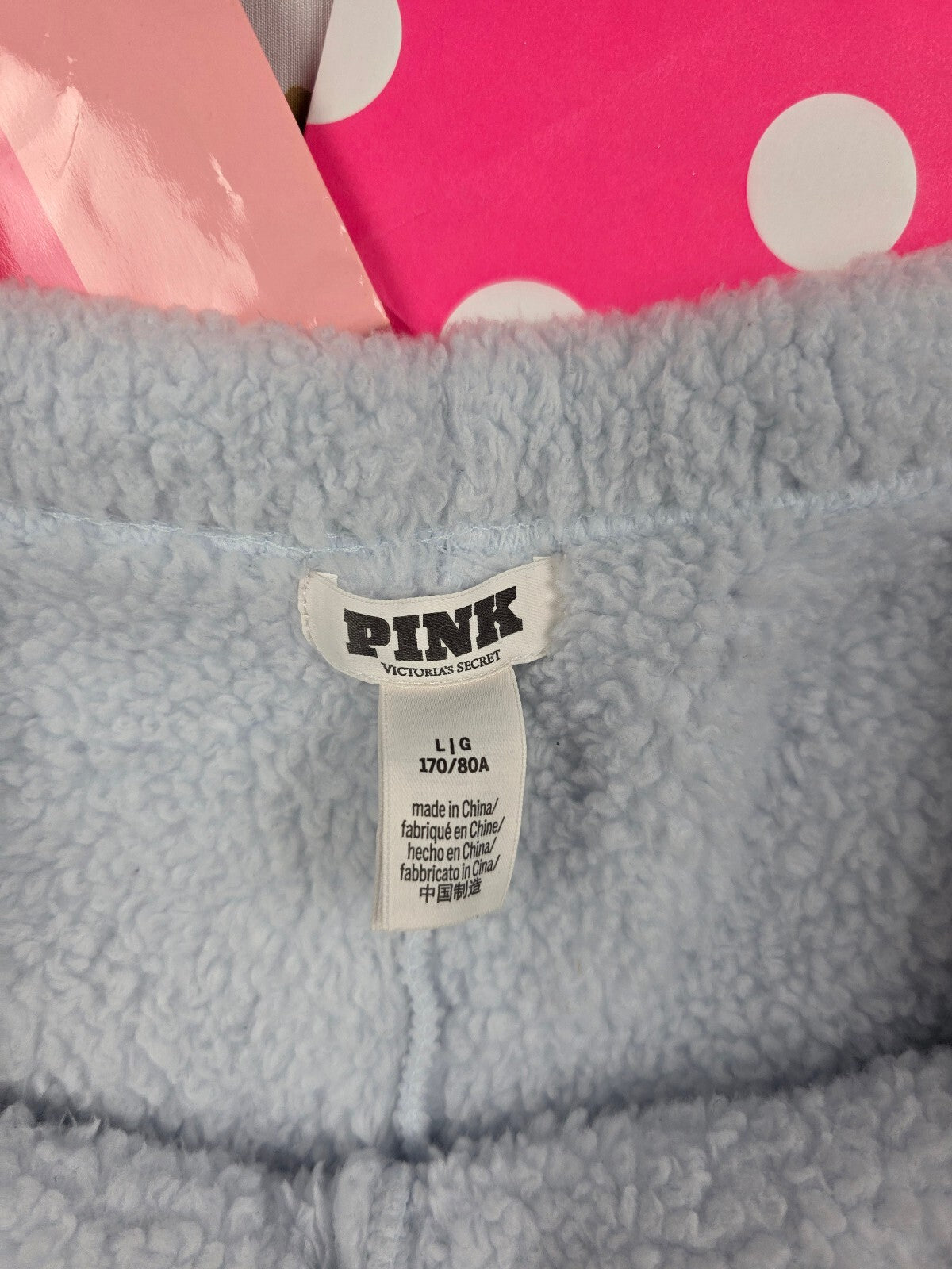 Victoria's Secret PINK Co-Zzzy Sherpa Fuzzy Lounge Shorts L Blue Plush