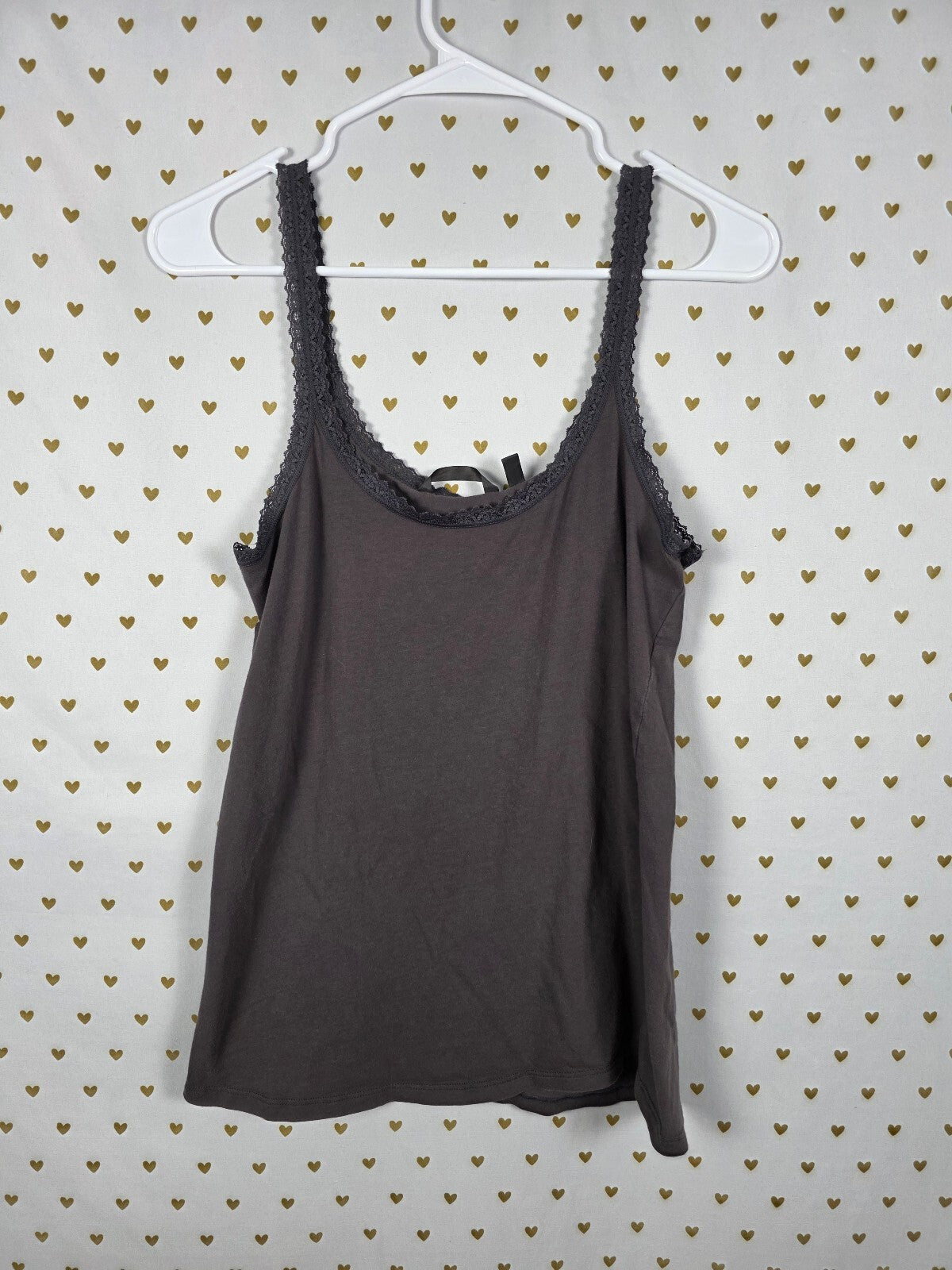 Victorias Secret Grey Lace Lined Cami tank Top Grey MEDIUM