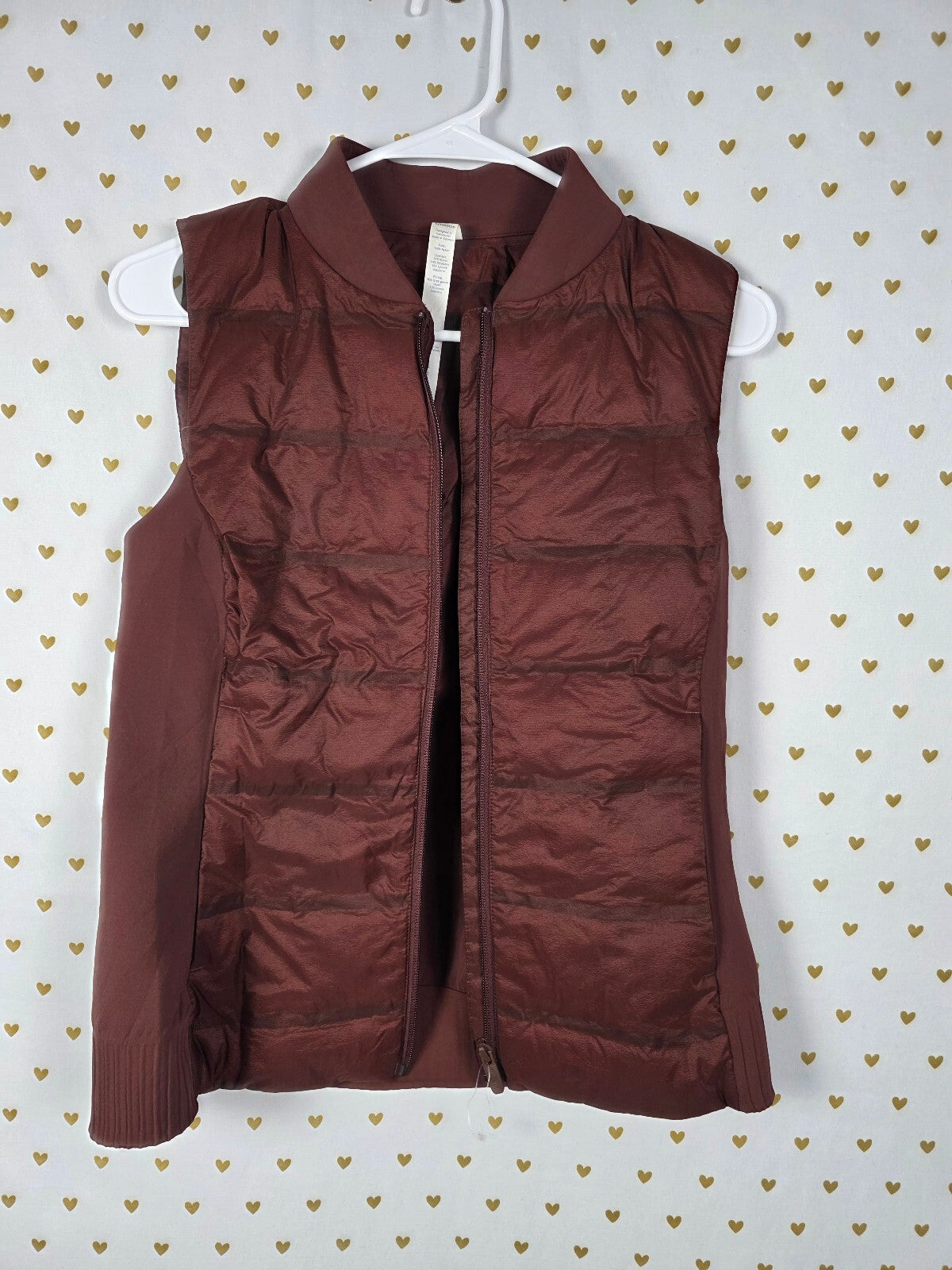 Lululemon Down For It All Vest Burgundy Goose Down Hybrid Zip Size 8