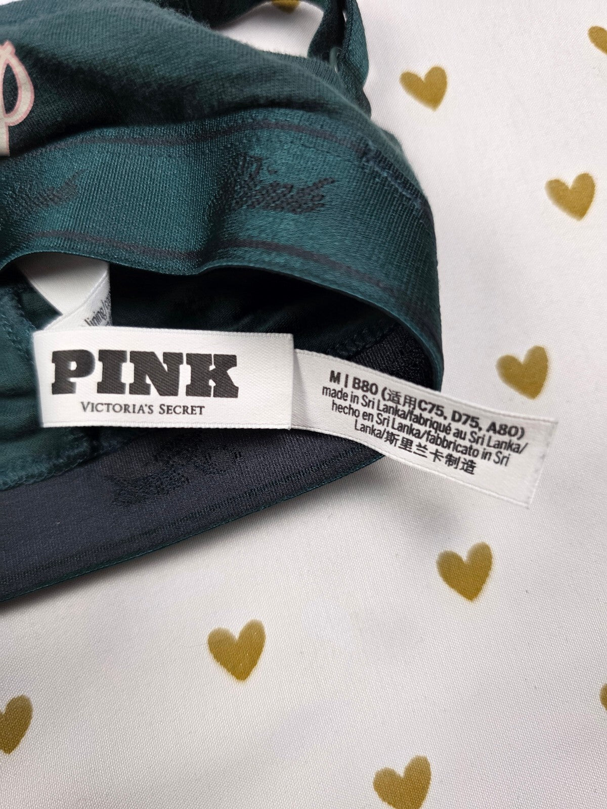 Victorias Secret Pink Medium Cute Green Bralette Bra Top Tank