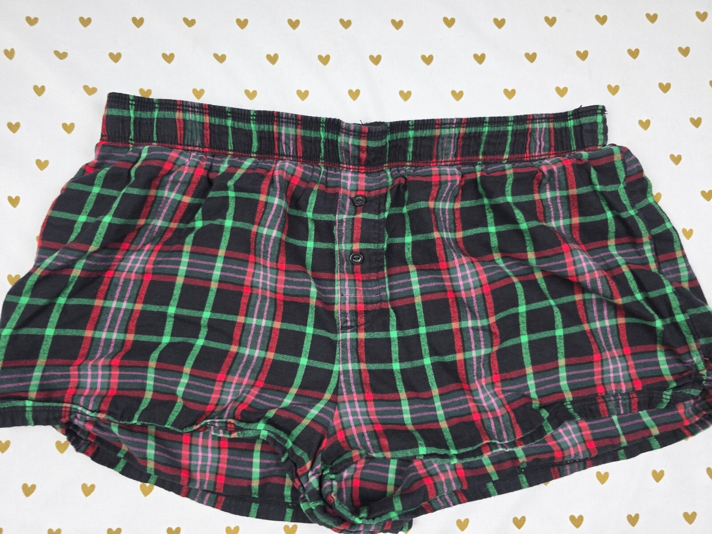 Victorias Secret PINK Plaid Logo Butt MEDIUM Sleep Shorts Boxers Pajama Bottoms