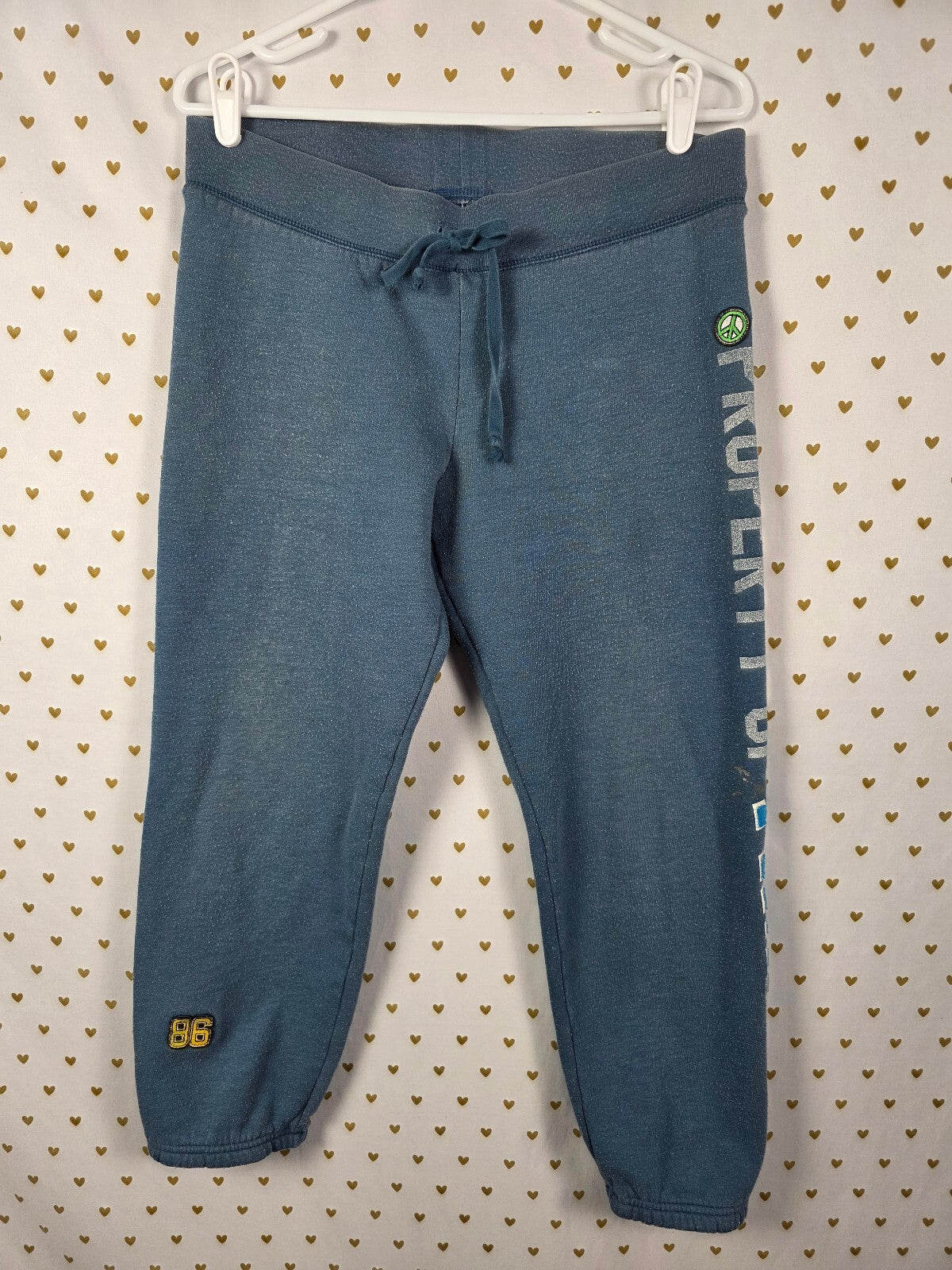 Victorias Secret PINK Vintage y2k University Joggers Sweatpants Sweats Blue SM