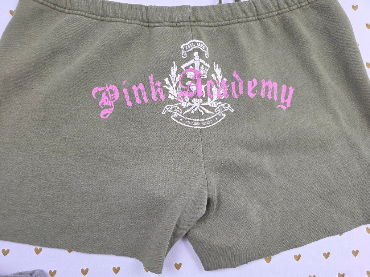 Victorias Secret PINK Academy Logo Butt Vintage y2k Green Sweat Shorts Medium