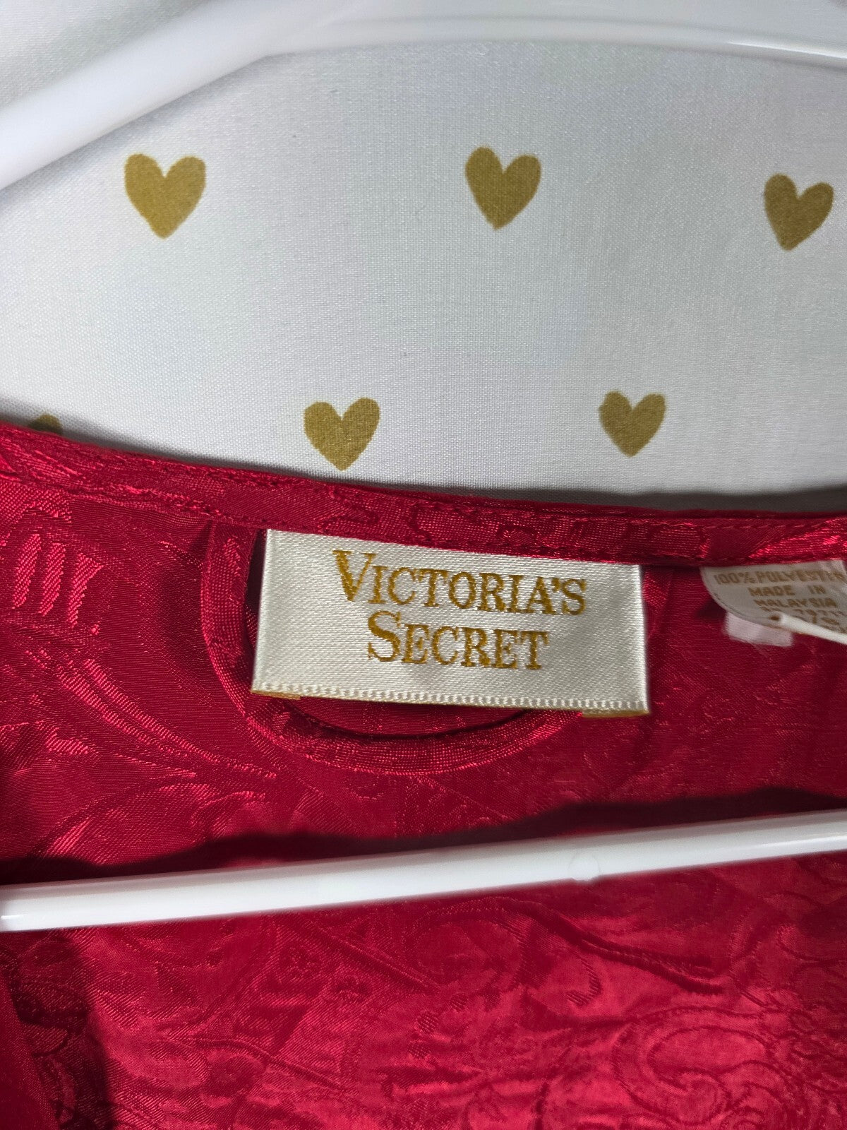 Vintage Victoria's Secret Red Jacquard Satin Kimono Robe Black Sash OS