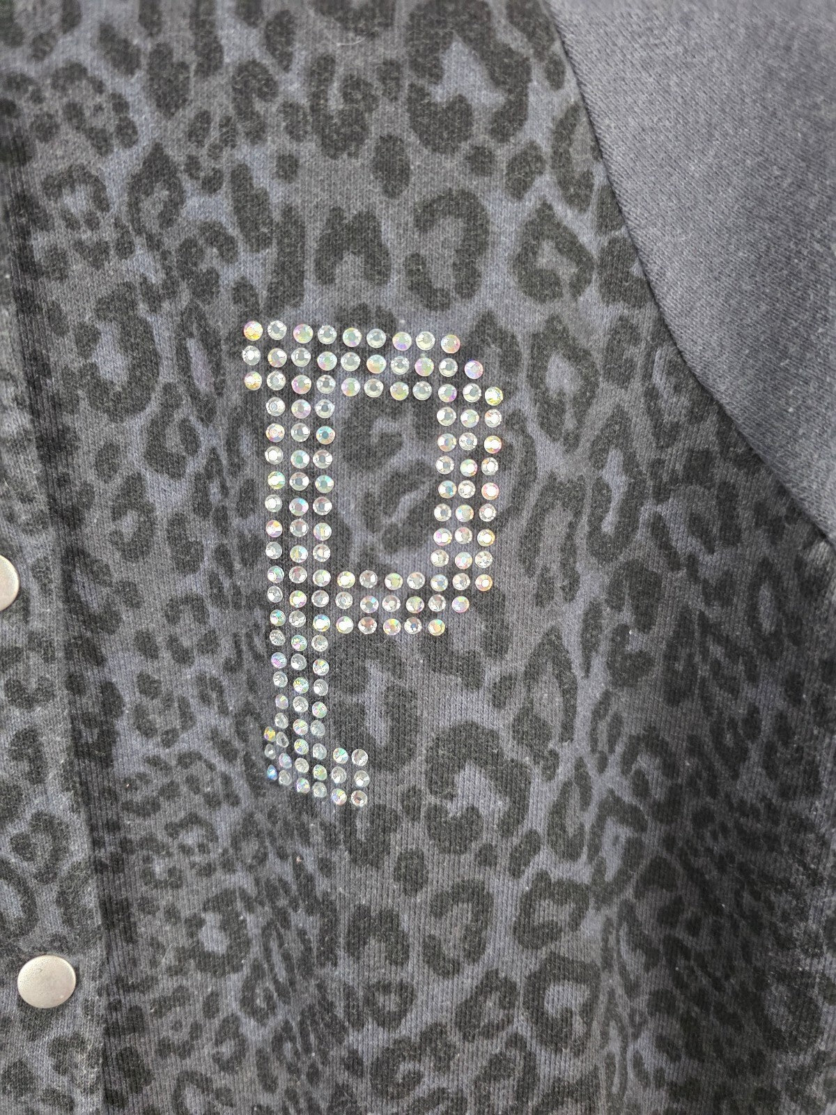 Victorias Secret Pink BLING CHEETAH LEOPARD Logo Varsity Bomber Medium