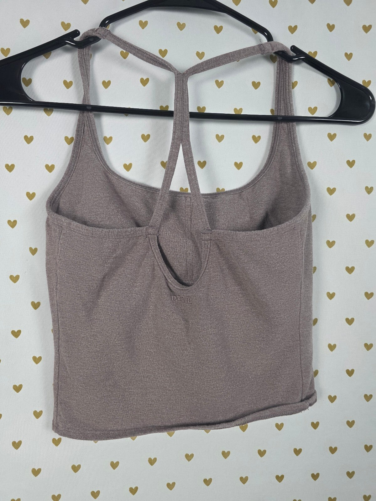 Victorias Secret PINK Shelf Bra Tank Top Racerback Grey SMALL