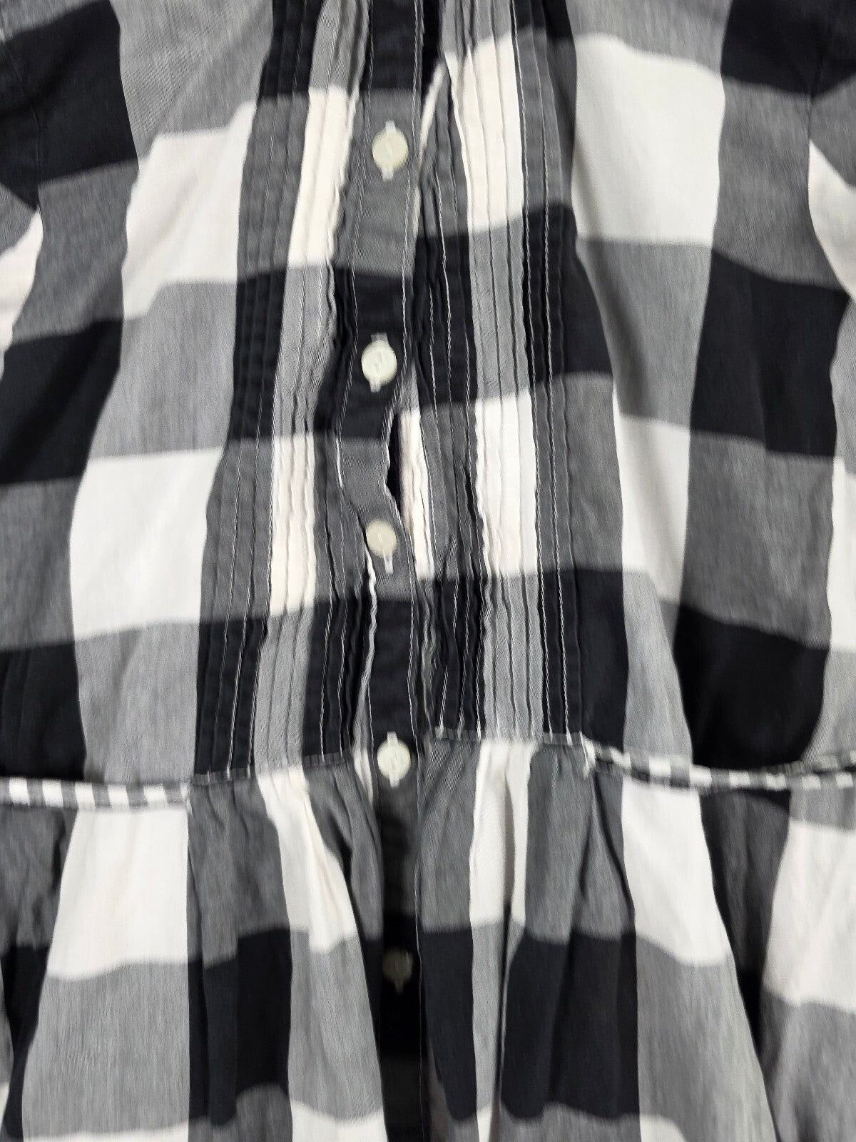 Victoria's Secret PINK Plaid Shirt Dress M Black White Buffalo Check Vintage