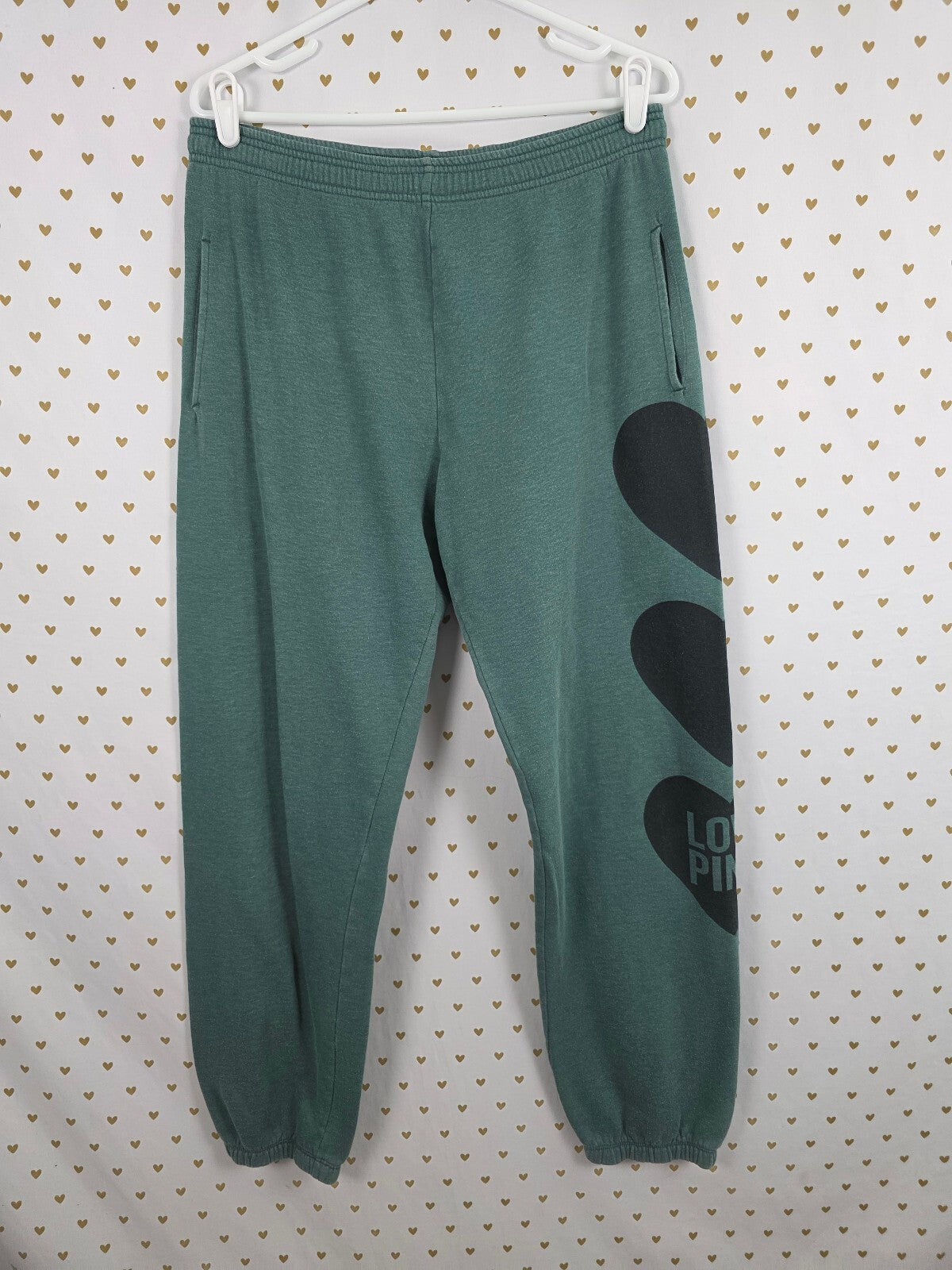 Victorias Secret PINK Vintage Long Love Heart Logo Sweats Sweatpants Small