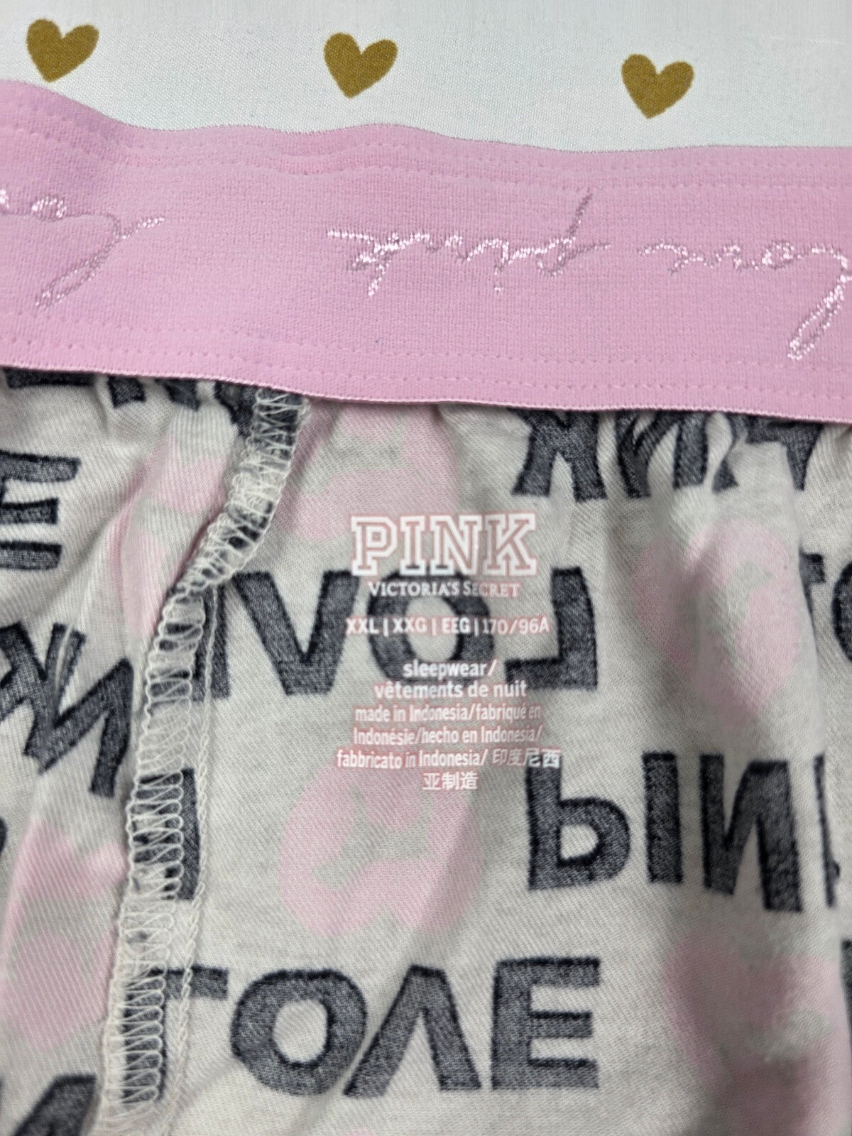 Victorias Secret PINK Love 2XL XXL Sleep Shorts Boxers Pajama Bottoms