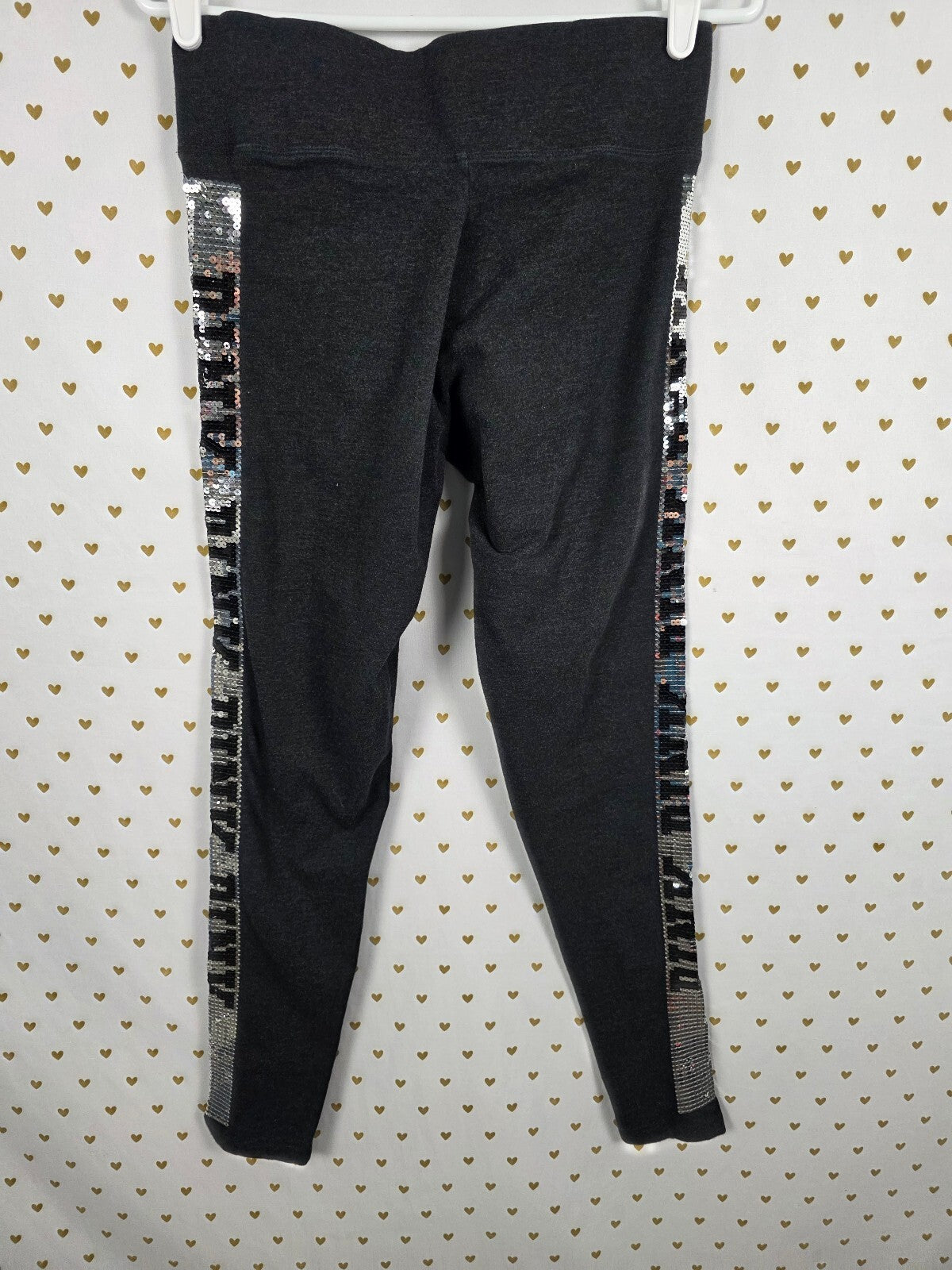 Victorias Secret PINK Silver Logo Bling Yoga Pants Medium
