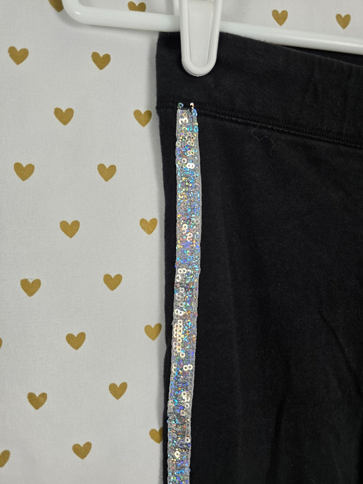 Victorias Secret PINK V neck BLING Sequined Set Tee Shirt Leggings Small Med