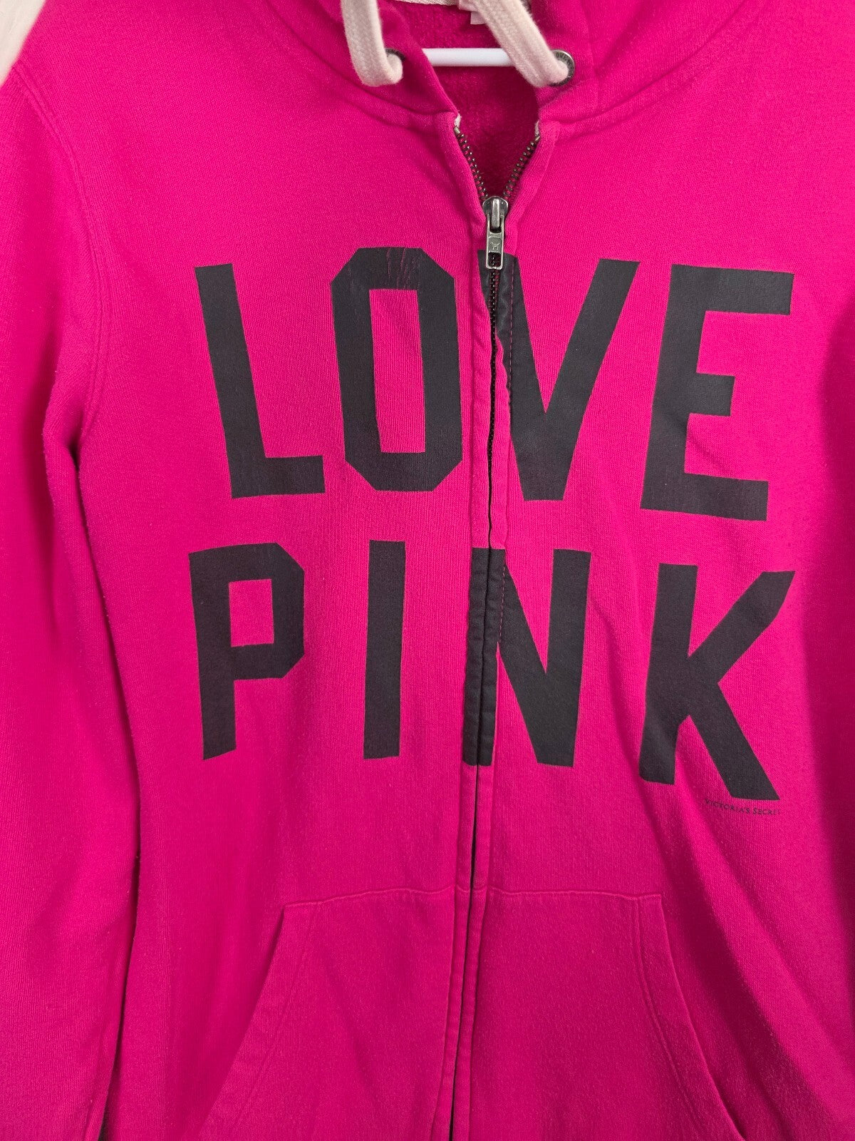 Victorias Secret Pink Vintage Love Full Zip 86 Hooded Sweater Jacket Y2k  XS