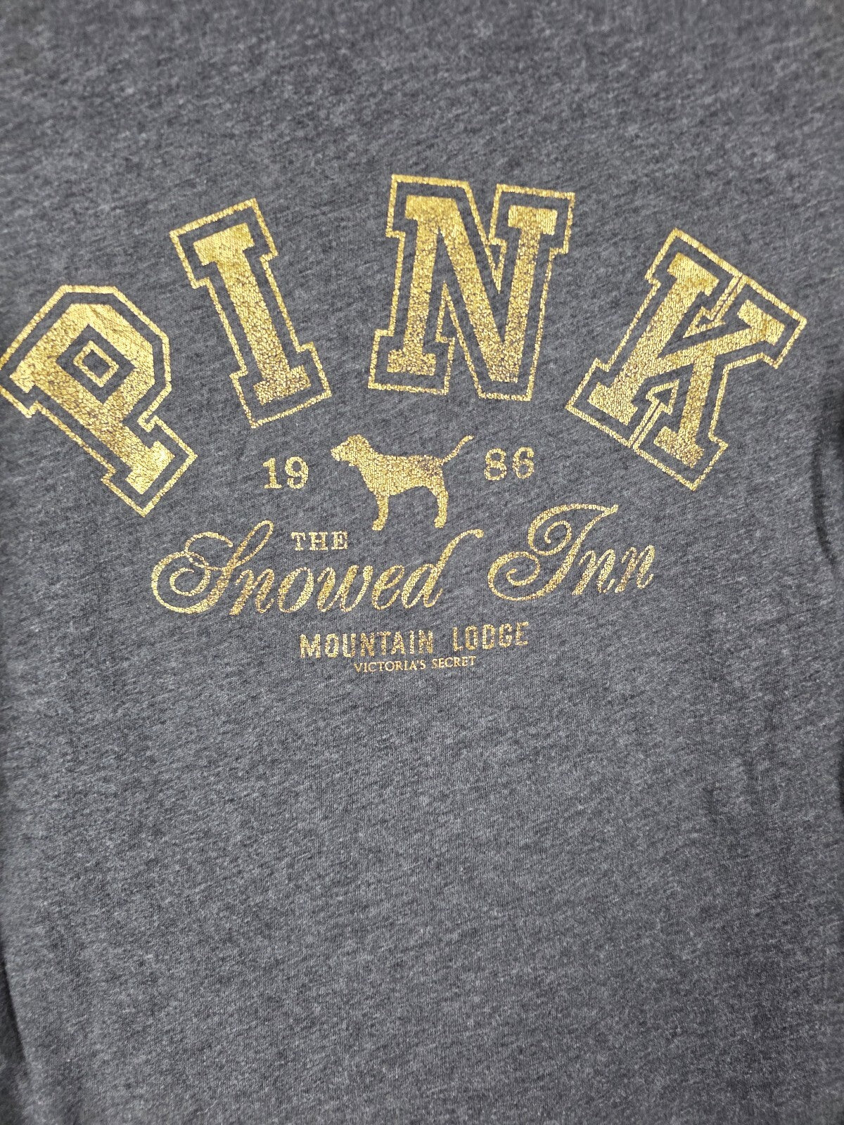 Victorias Secret PINK Long sleeve Vintage grey Mountain Lodge Tee shirt Medium