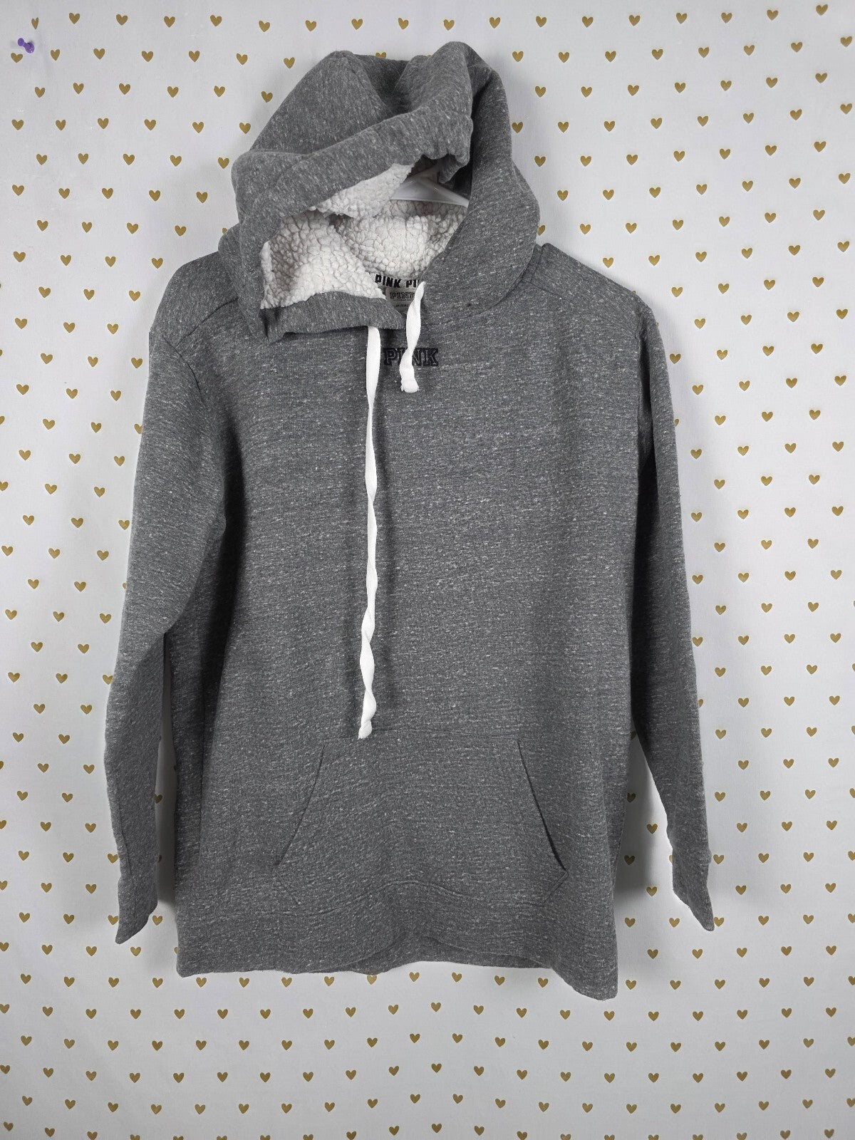 Victorias Secret Pink Sherpa Lined Camo Camouflage Logo Pullover Hoodie XS