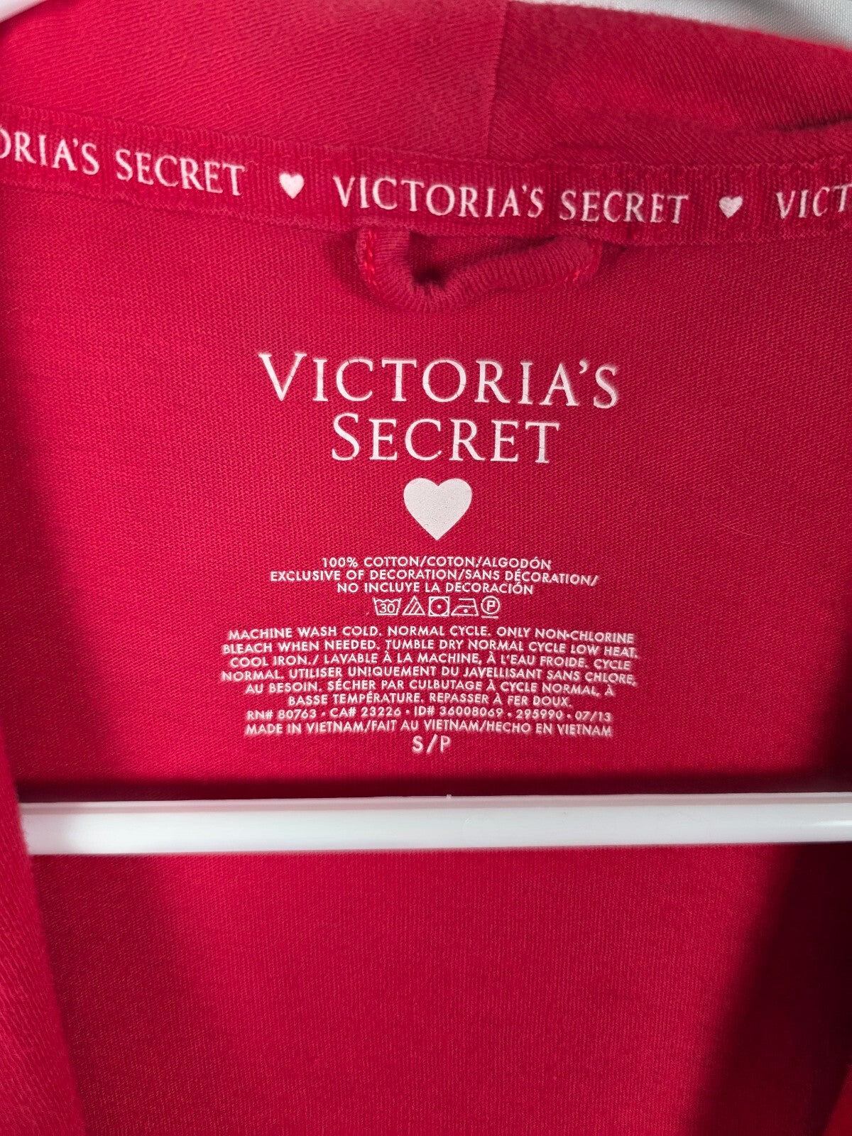 Victorias Secret Red 100% Cotton Vintage Robe Wrap Lounge Small