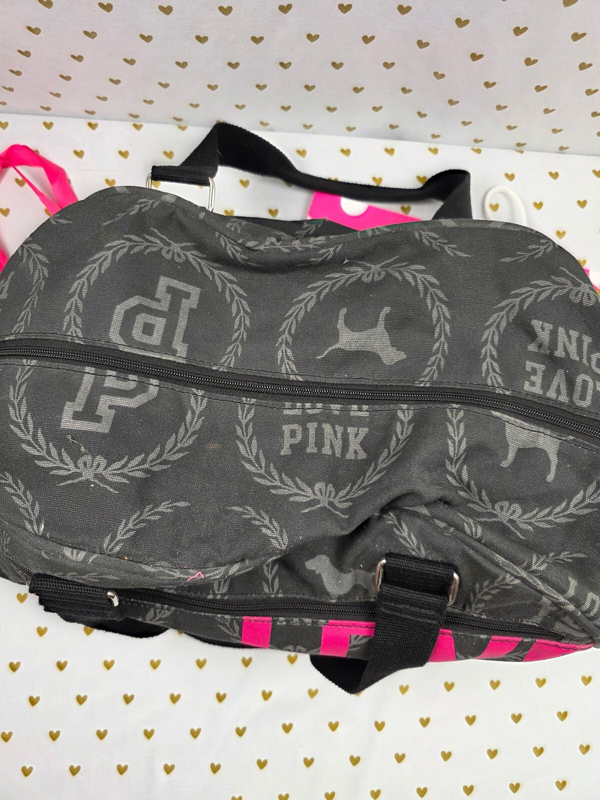 Vintage 2010 Victoria's Secret PINK LOVE PINK Duffle Cosmetic Bag Set Y2K