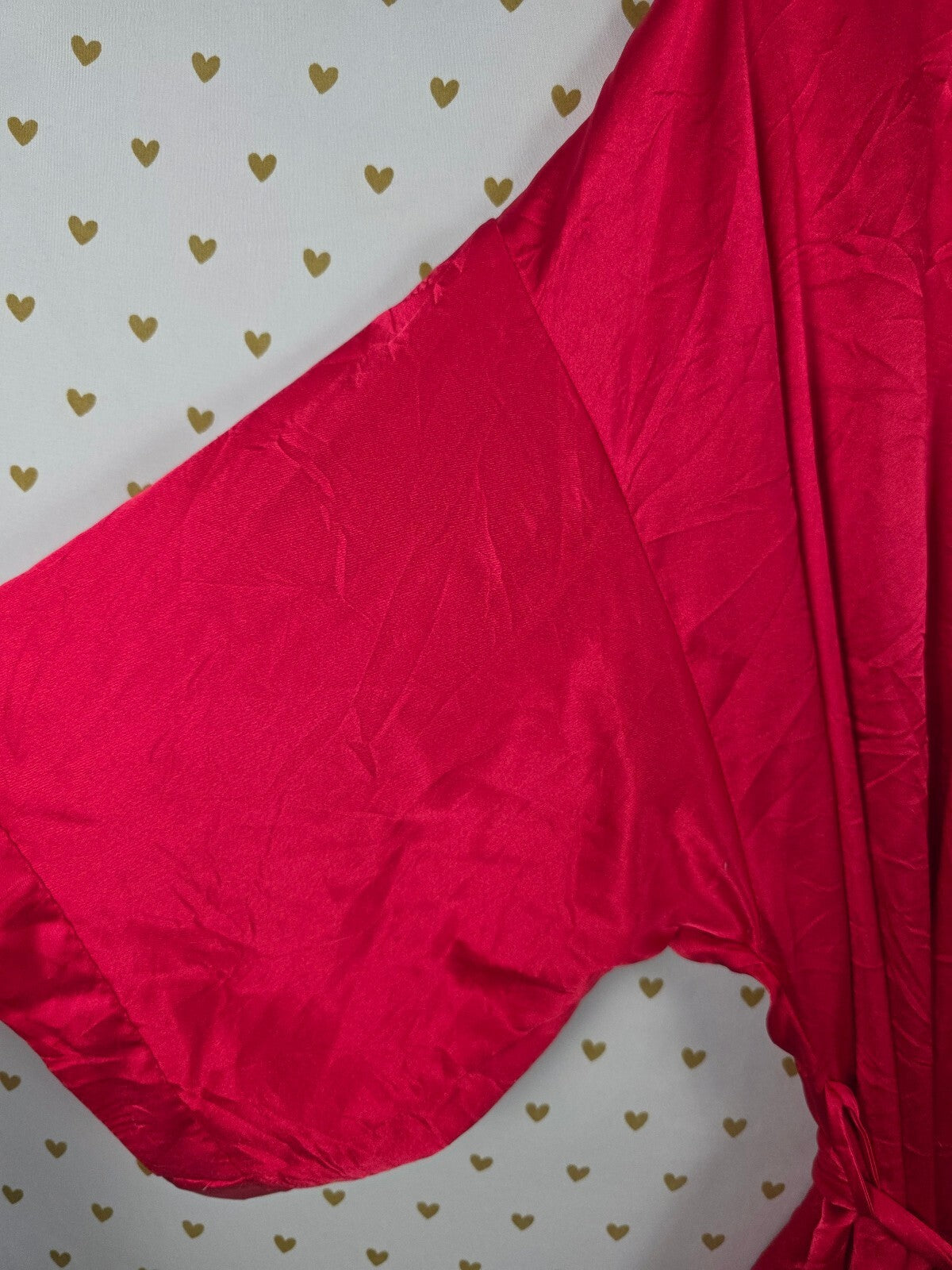 Victorias Secret Satin Silky Robe Red Silky Lounge Kimono Medium Large Pockets